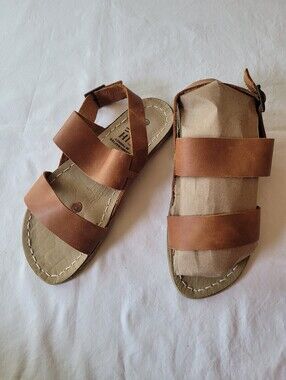 H&£ Brown Leather Strappy Sandals Size 40(9)